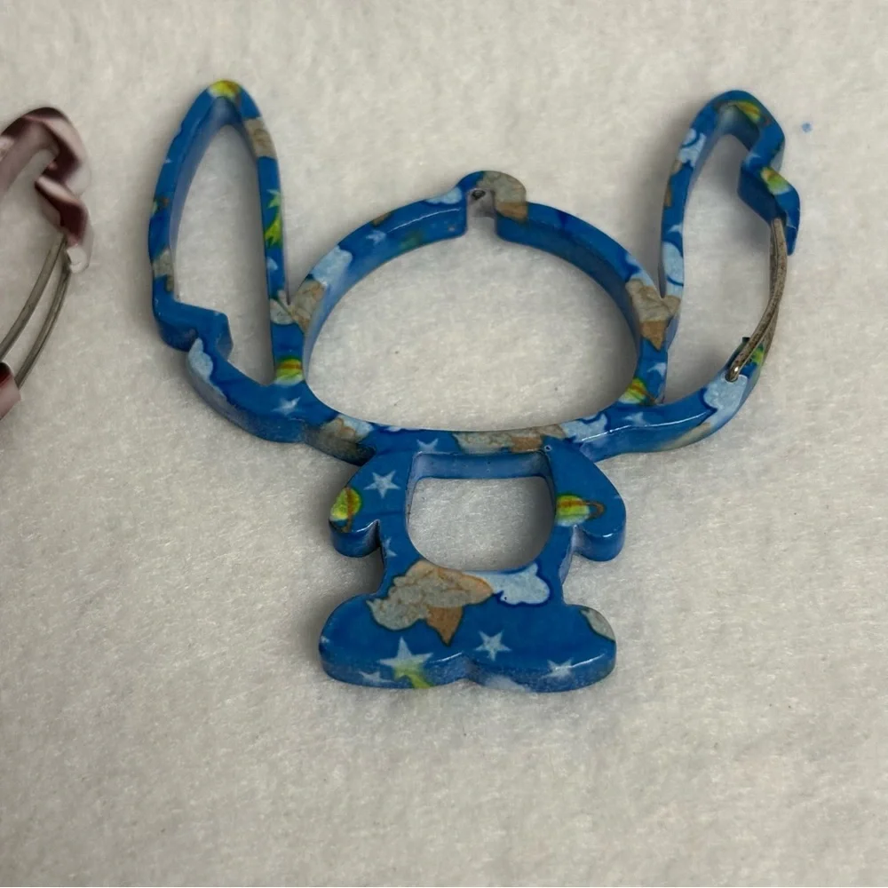 SOLD Set of 2 STITCH Carabiner Keychain Bag Charm Blue Brown Disney Japan - Picture 3 of 10